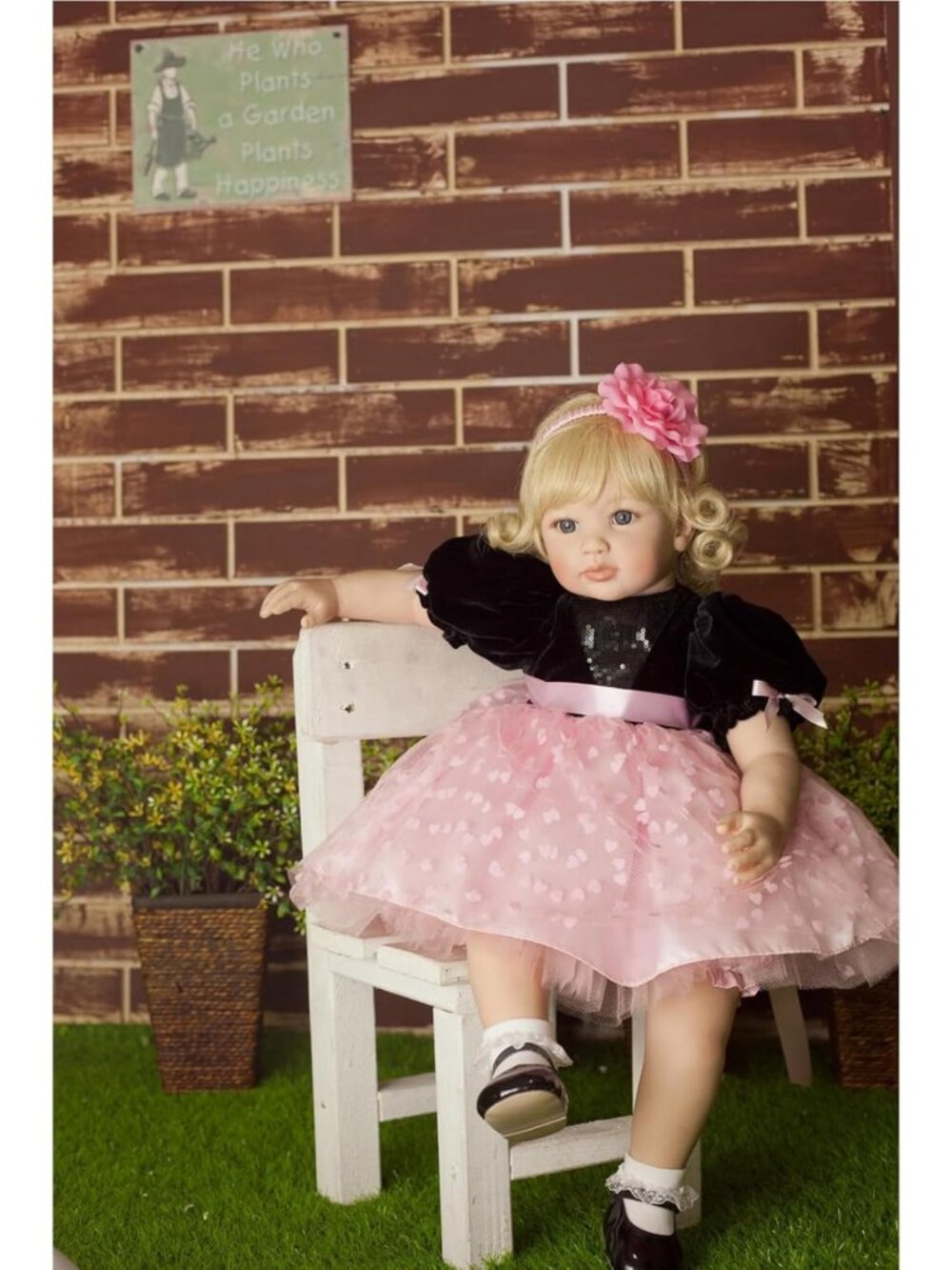 24-Inch Realistic Toddler Reborn Doll with Curly Blonde Hair & Accessories - Picture 3 of 6